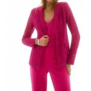 NEW JOSEPH RIBKOFF signature stretched lace fitted blazer in geranium